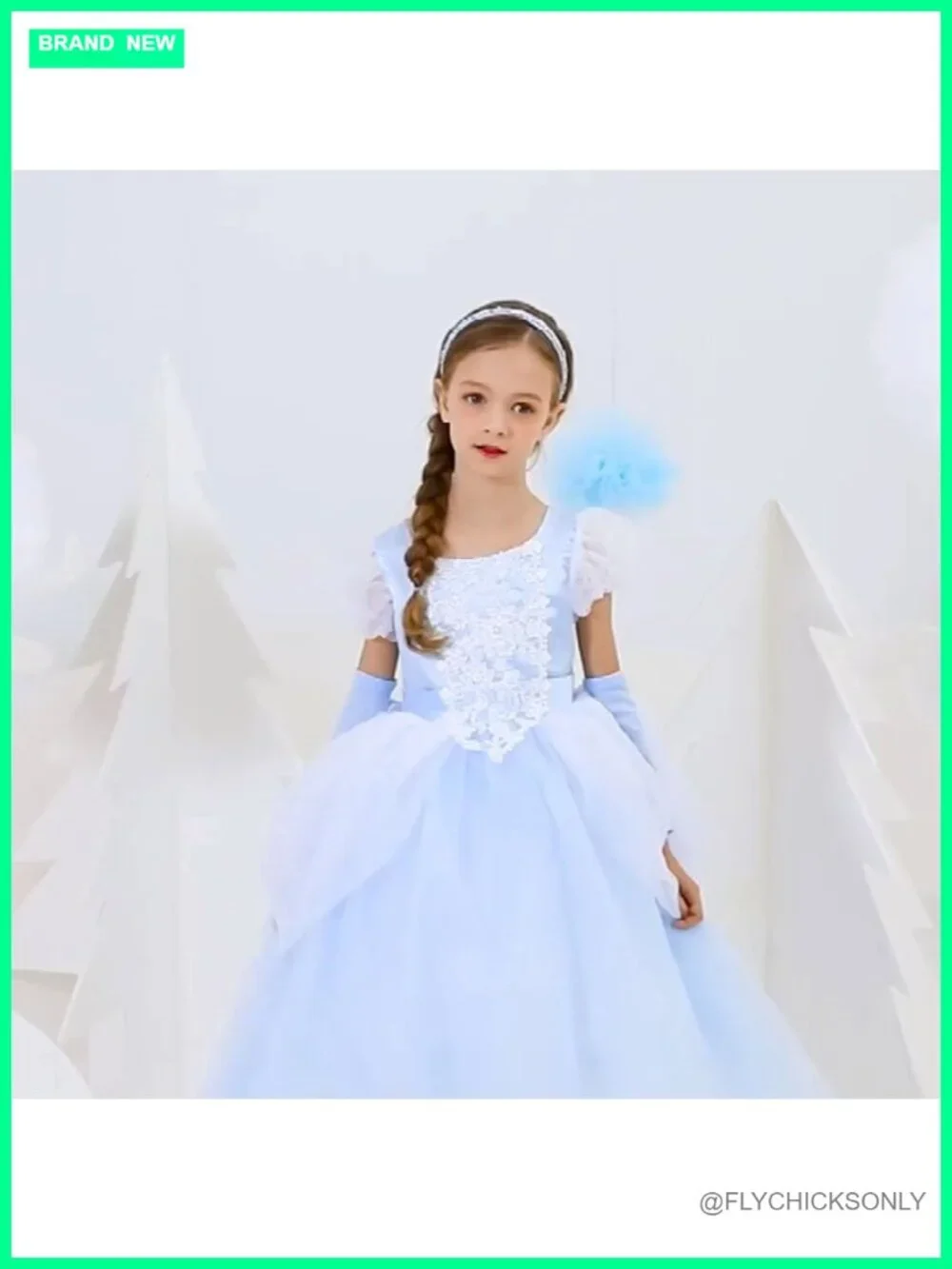 Girls Cinderella Costume Halloween Princess Dress Party Ball Gown Satin Tulle